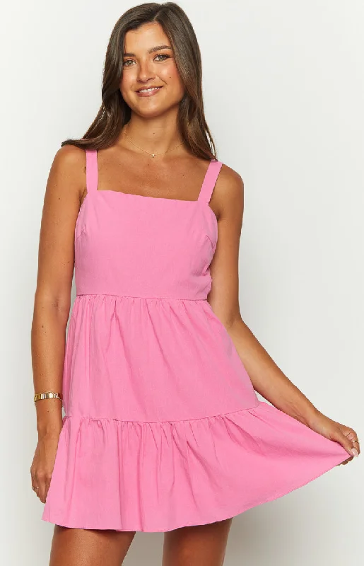 Grand Opening Sale Lara Pink Baby Doll Mini Dress