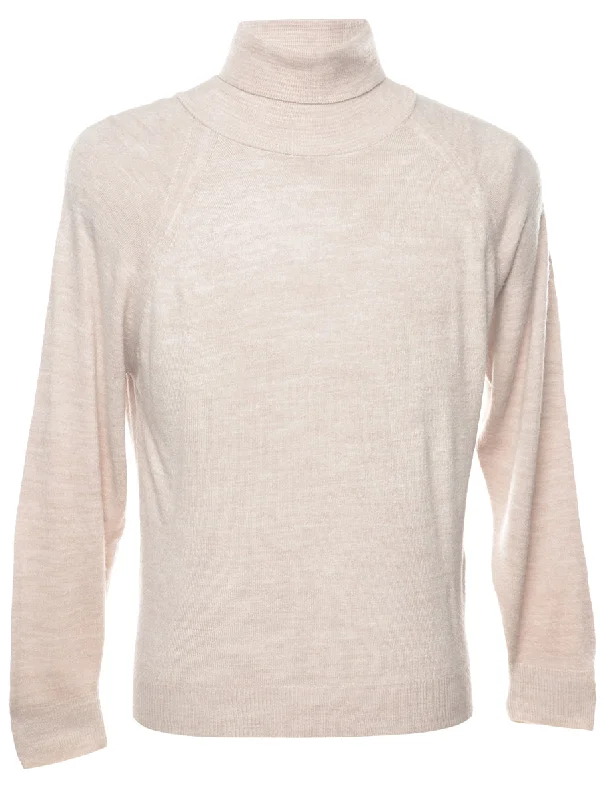 Mega Sale Light Brown Polo Neck Jumper - L
