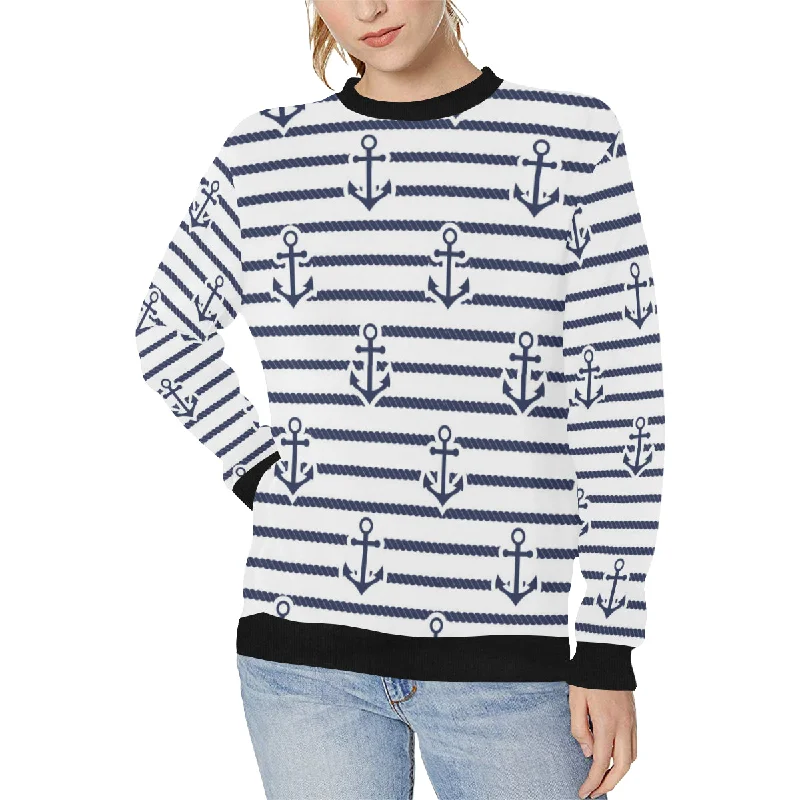 Price Cut Anchor rope nautical  pattern Women's Crew Neck Sweatshirt