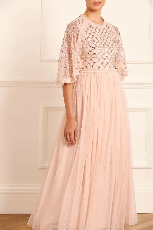 Clearance Event Heart Lattice Bodice Cape Ankle Gown