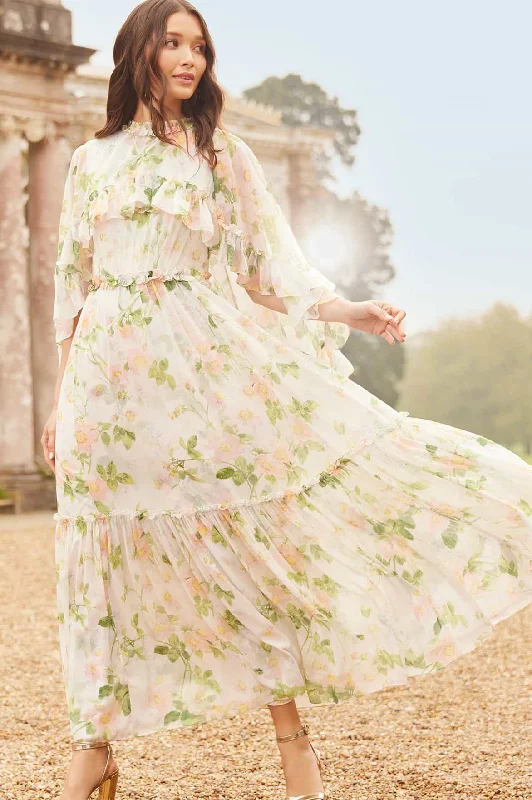 Limited Stock Immortal Rose Harper Chiffon Cape Ankle Gown