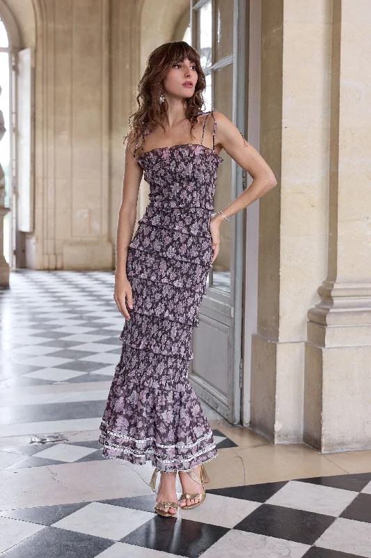 Steals and Deals The Geranium Dress in Chocolate Peony Print