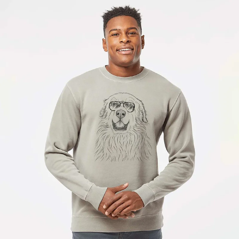 Stock Clearance Aviator Horton the Great Pyrenees - Unisex Pigment Dyed Crew Sweatshirt