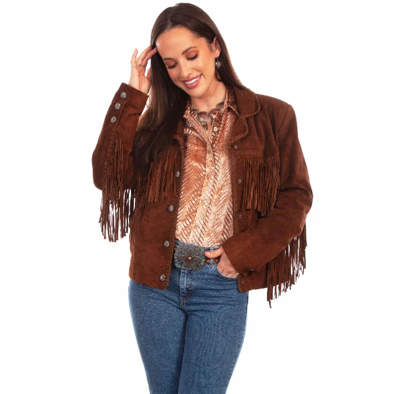 Take Advantage Scully Ladies Fringed Suede Cafe Brown Western Jacket L1080-125