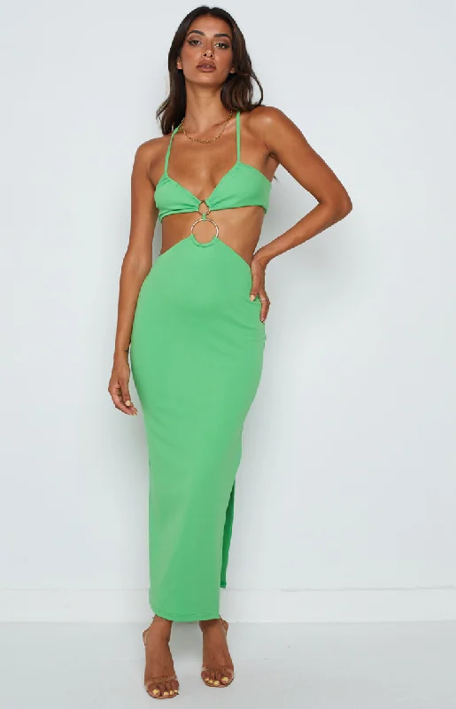 Special Discount Earthling Green Maxi Halter Dress