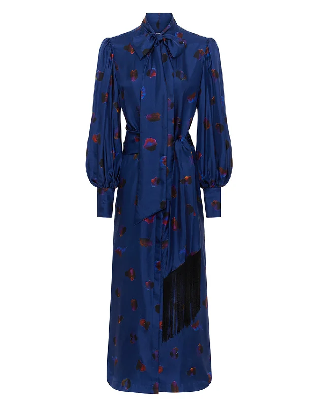 Final Sale Dakota Twill Midi Dress in Petal Cloud Navy