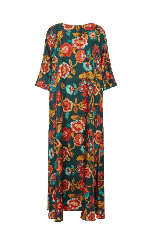 Price Drop Muumuu Dress Round Neck in Hottie Emerald