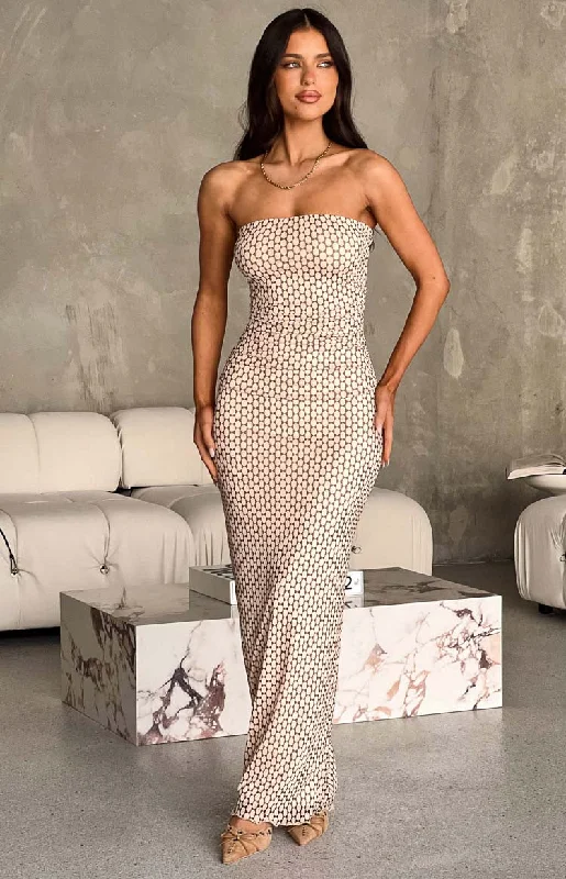 Exclusive Deal Imogen Beige Print Maxi Dress