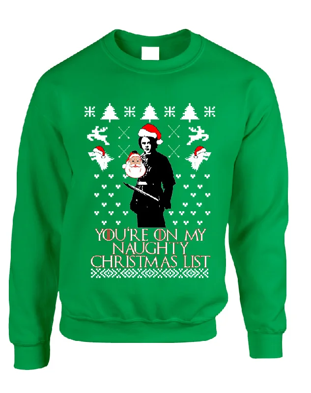 Price Fest Adult Sweatshirt My Naughty Xmas List Arya Stark Ugly Christmas