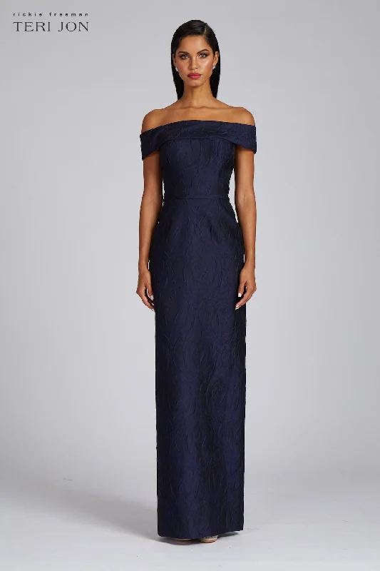 Price Break Off The Shoulder Jacquard Gown