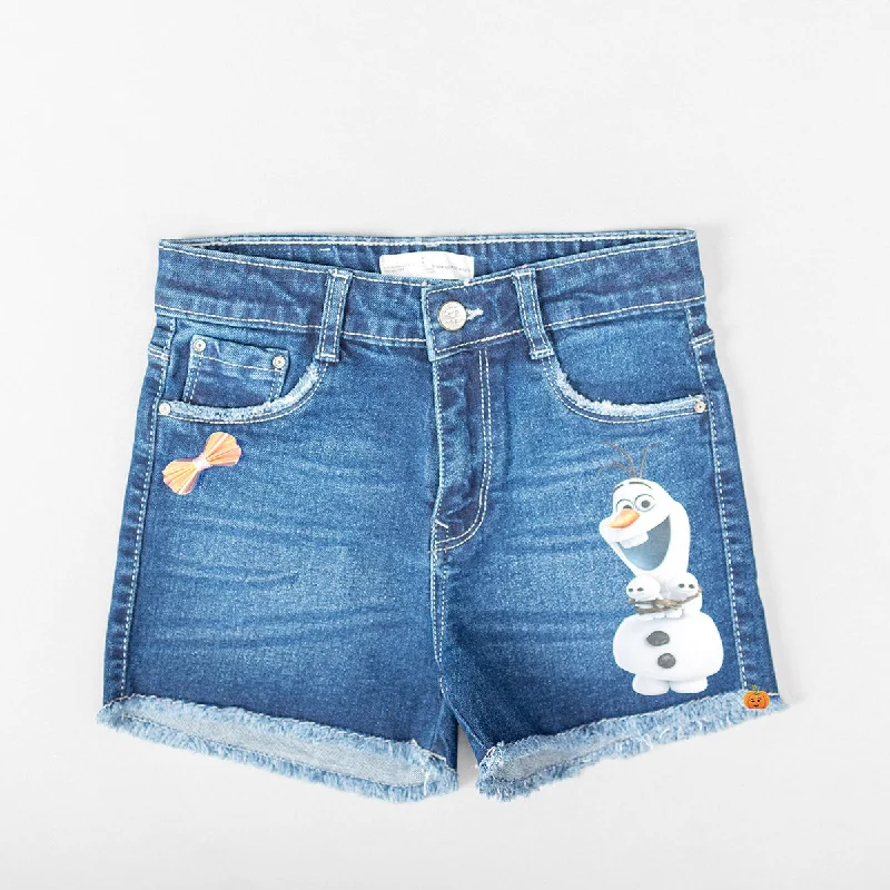 Instant Discount Navy Blue Printed Girls Shorts