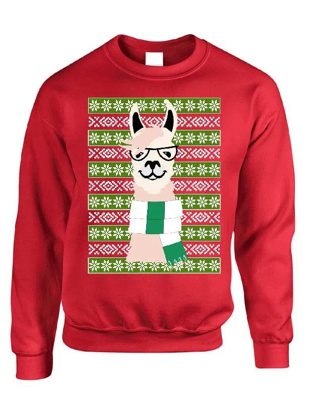 Low Prices Adult Sweatshirt Nerd Llama Ugly Christmas Fun Cute Animal Fans Gift
