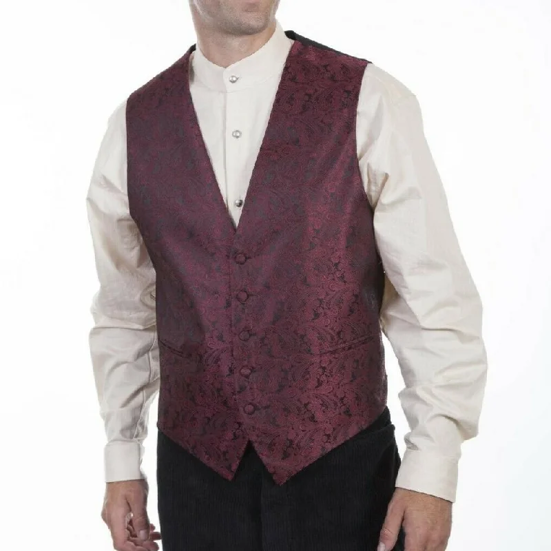 Blowout Deals Scully® Men's Classic Paisley Burgundy Vest RW093N-BUR