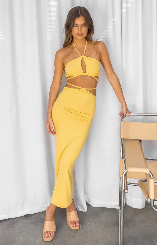 Daily Specials Whatever Your Mood Yellow Midi Dress