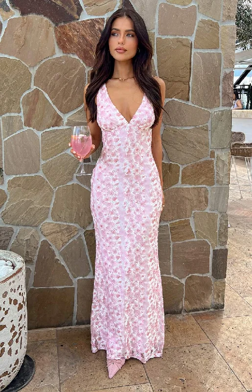 Flash Sale Farida Pink Lace Maxi Dress