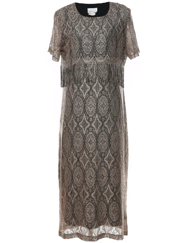 Deal Mania Light Brown Evening Dress - L