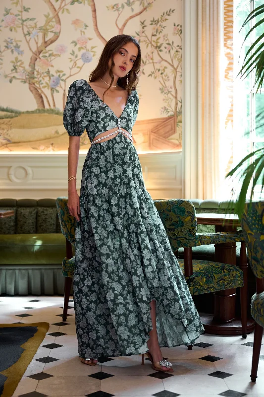 Take Advantage The Emma Dress in Emerald Peony Print