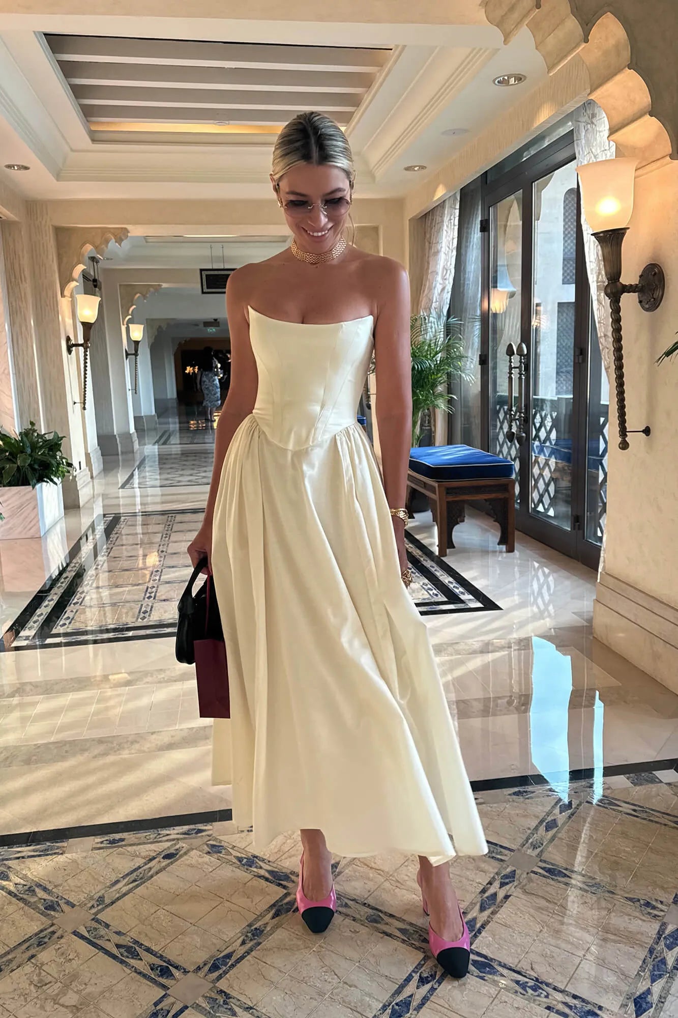 Limited Quantity Tuck Corset Top Midi Dress