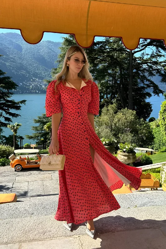 Price Slash Short Sleeve Buttoned Midi Dress