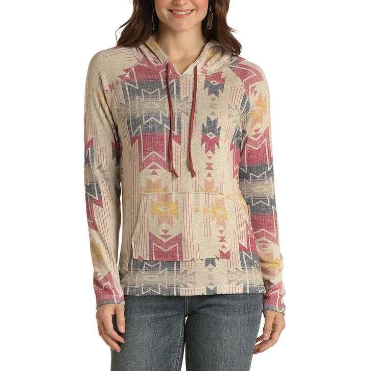 Panhandle White Label® Ladies Natural Aztec Print Pullover Hoodie WLWT94R00Z-12