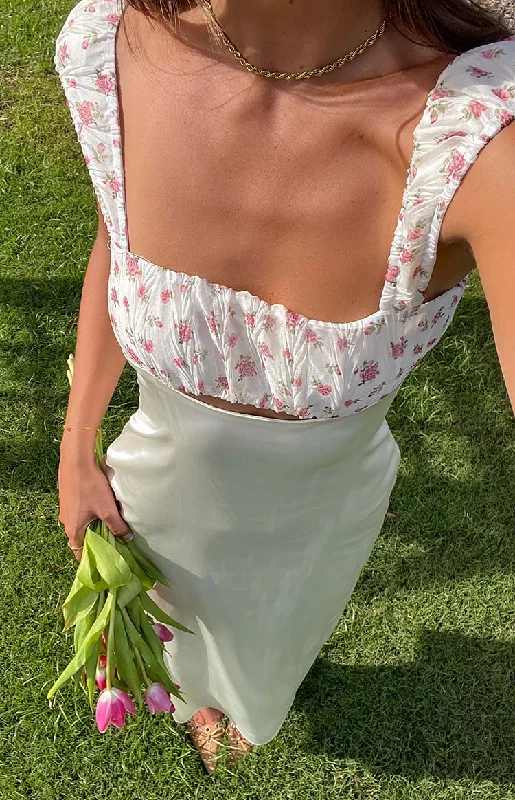 Deep Discounts Yolandah Cream Chiffon Maxi Dress