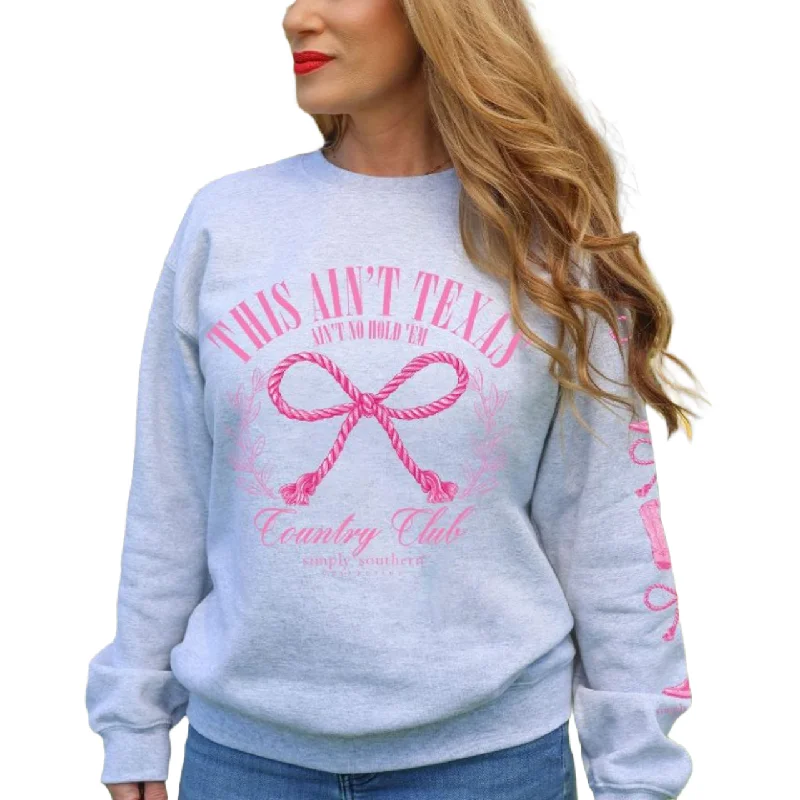 Season Finale Sale Simply Southern Ladies Texas Ash Grey  Pullover Sweatshirt CREW-TEXAS-ASH