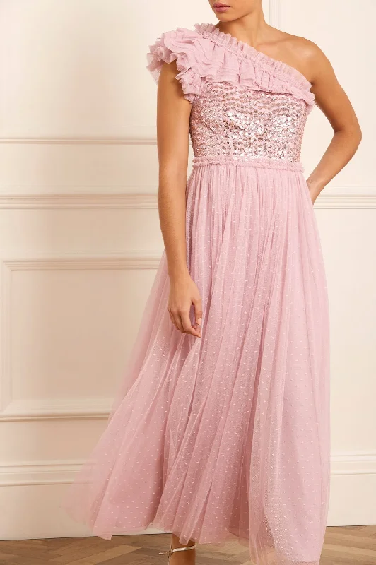 Price Smash Raindrop Bodice One-Shoulder Ankle Gown