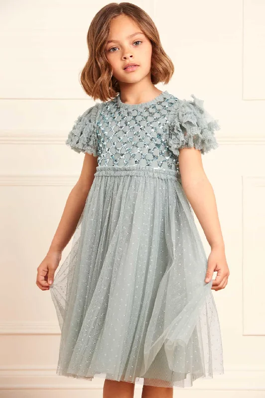 Final Clearance Heart Lattice Bodice Kids Dress