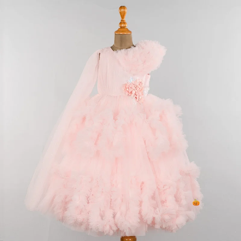 One-DAY Sale Peach Net Gown for Girls