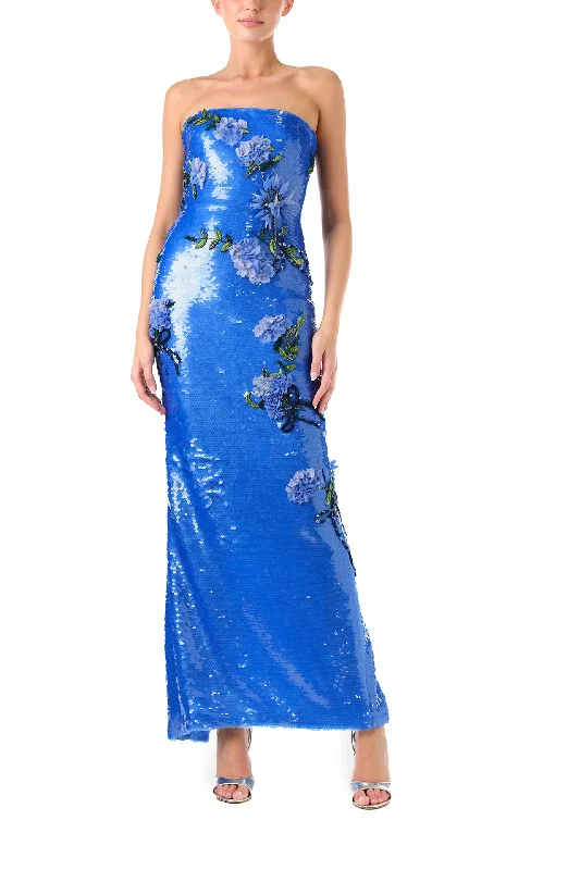 Exclusive Access Floral Embroidered Sequin Gown