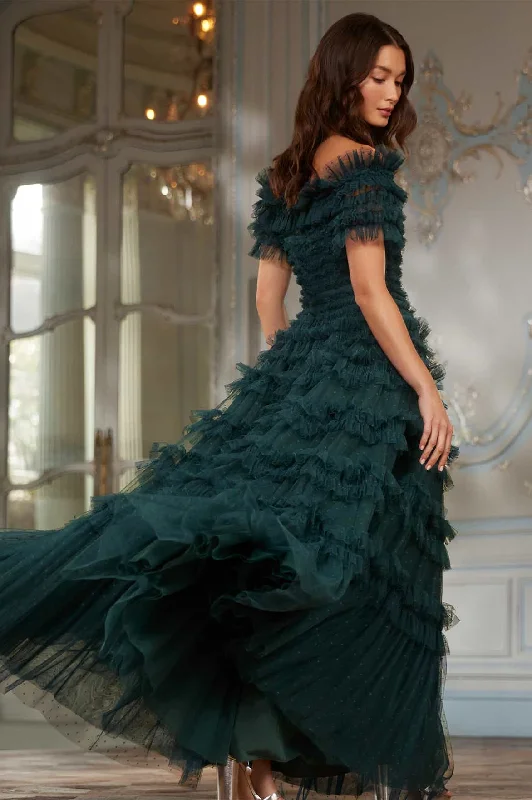 Super Bargain Lisette Ruffle Off Shoulder Gown