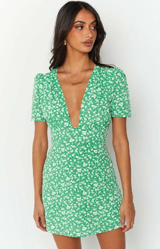 Super Deal Glow Girl Green Mini Dress