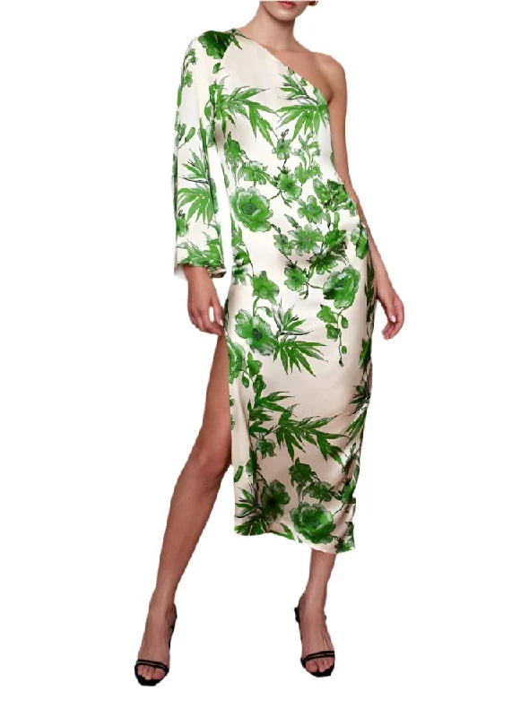 Bonus Savings Atlantis Crepe Satin Midi Dress in Antigua Green