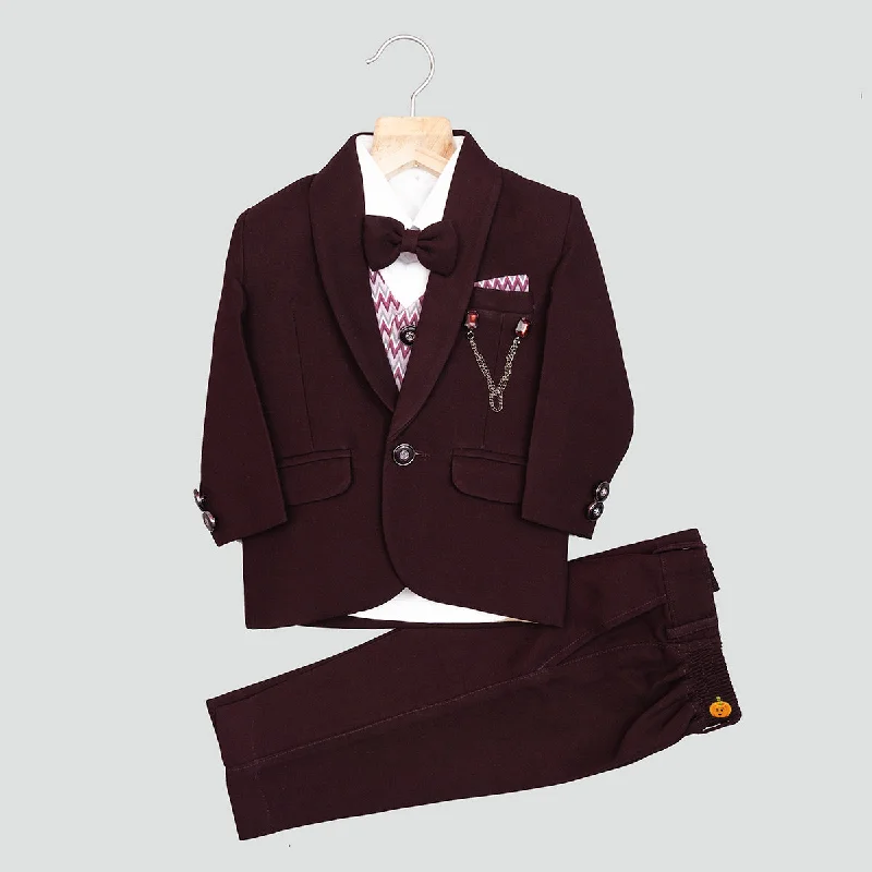 Early Access Wine Tuxedo for Boys with Bow