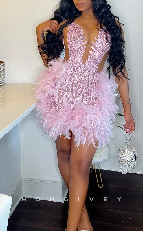 Massive Deals H2093 - Sexy Fitted Glitter Illusion Scoop Sleeveless Sequined Feathers Homecoming Dresses For Black Women Massive Deals H2093 - Sexy Fitted Glitter Illusion Scoop Sleeveless Sequined Feathers Homecoming Dresses For Black Women