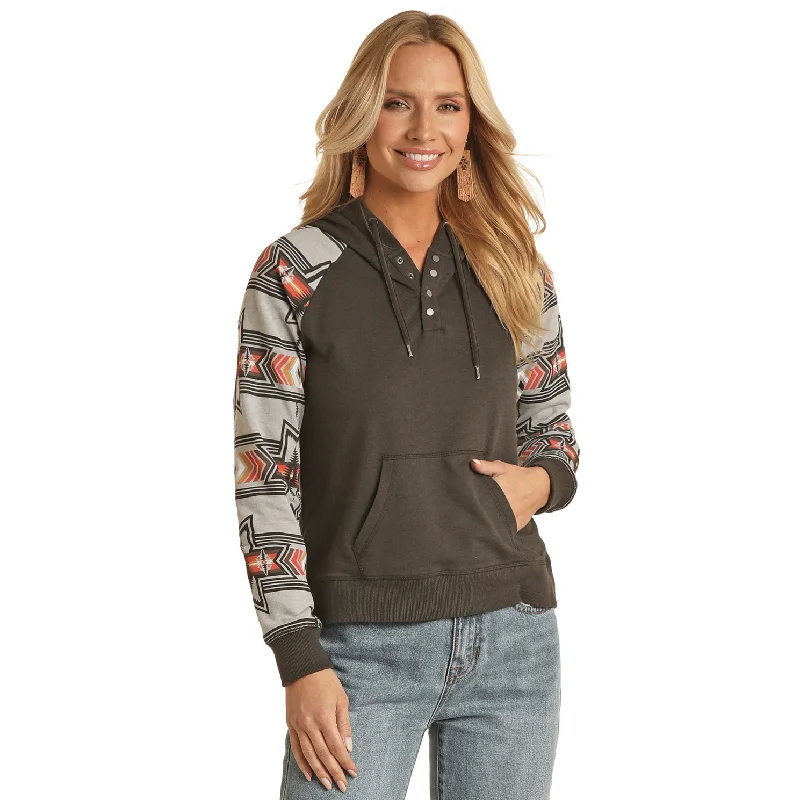 Panhandle® Ladies Black With Aztec Sleeves Hoodie RRWT94R04G-01