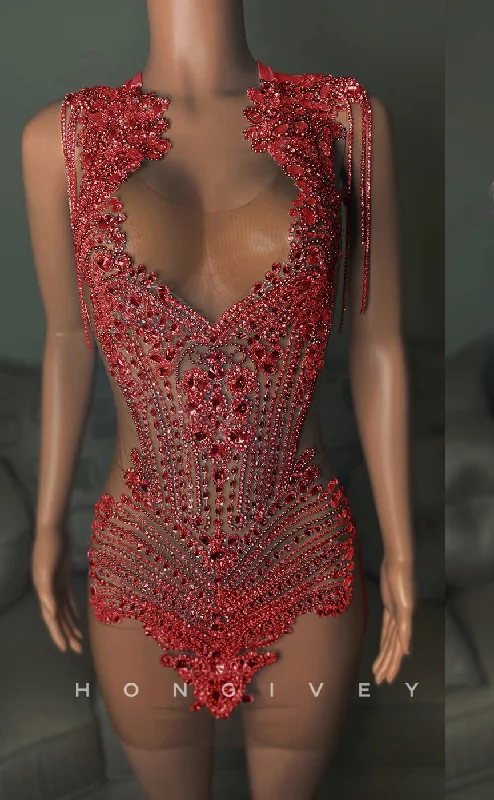 Super Sale H2094 - Sexy Fitted Glitter Illusion Scoop Beaded Rhinestone Homecoming Dresses For Black Women Super Sale H2094 - Sexy Fitted Glitter Illusion Scoop Beaded Rhinestone Homecoming Dresses For Black Women