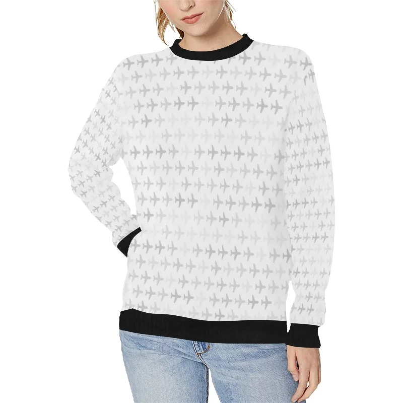 Price Drop Airplane print pattern Women's Crew Neck Sweatshirt