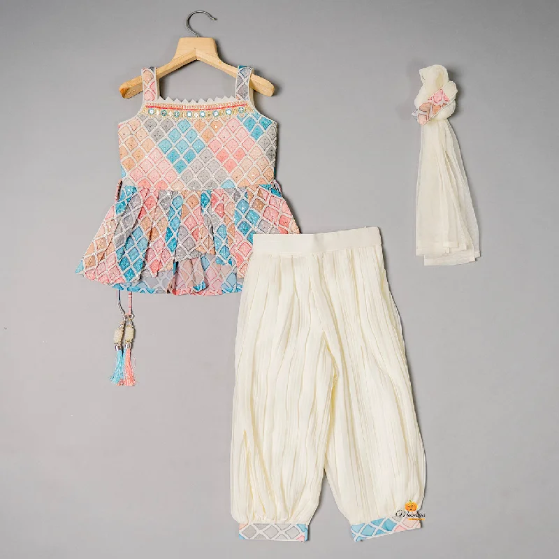 Exclusive Deal Designer Peplum Kurti with Girls Palazzo Set