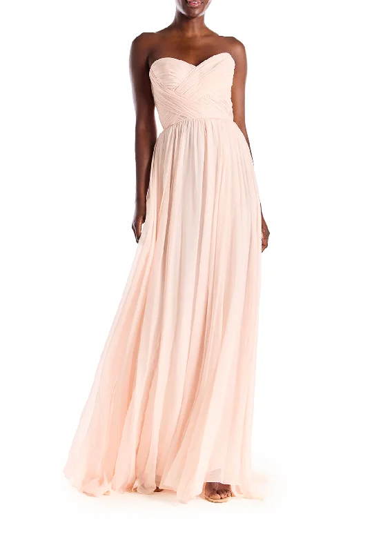Low Prices Strapless Draped Chiffon Gown