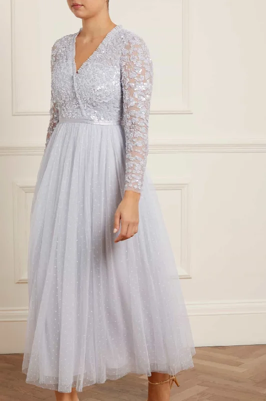 Act Fast Tempest Bodice V-Neck Ankle Gown