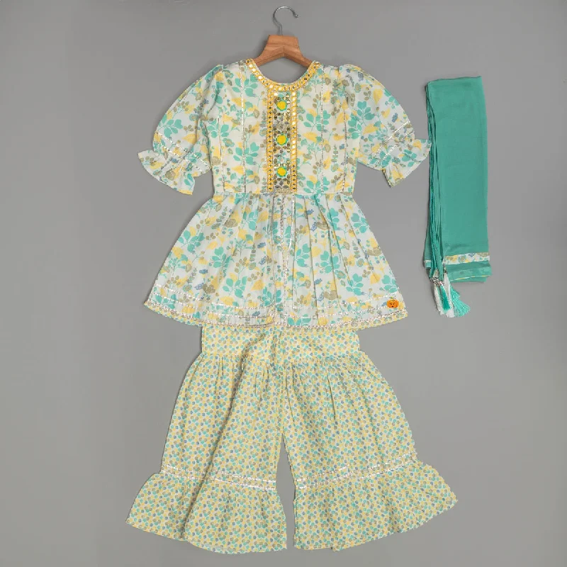 Final Clearance Pista Floral Girls Sharara Suit