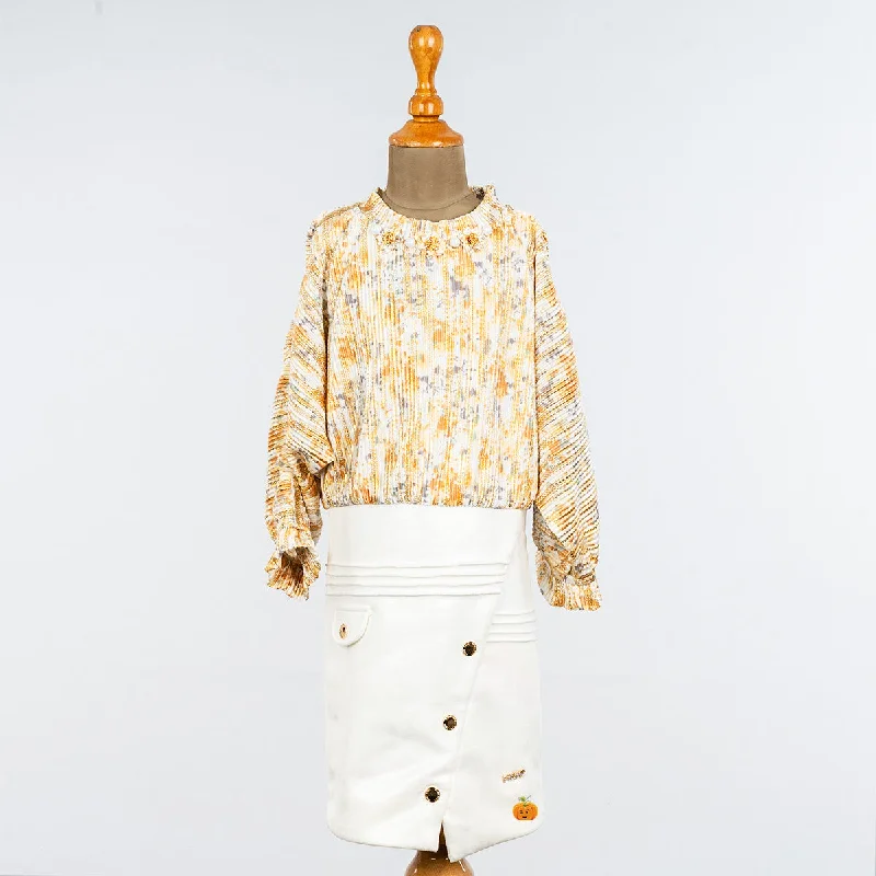 Hurry In Mustard & Cream Midi for Girls