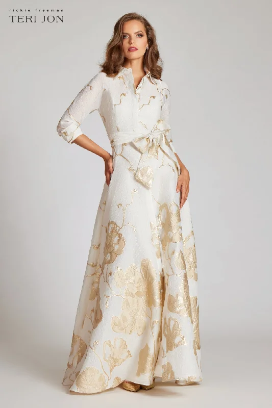 Loyalty Reward Jacquard Border Pattern Shirt Gown