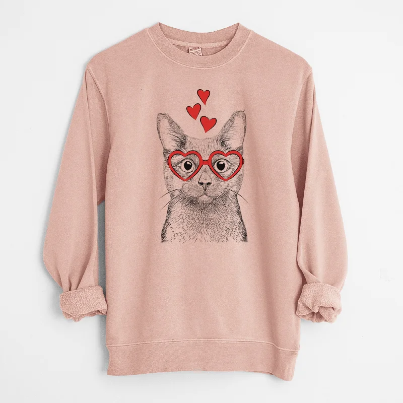 Valentine Shadow the Black Cat - Unisex Pigment Dyed Crew Sweatshirt