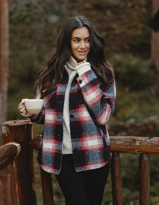 New Arrival Logan Ski Lodge Jacket in Red Plaid