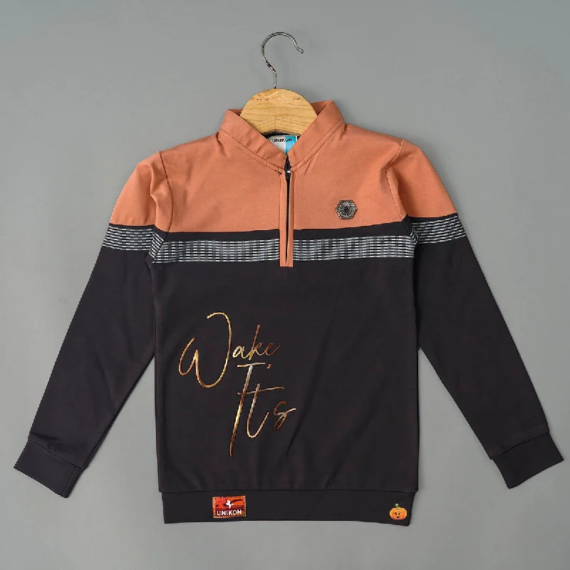 Price Cut Solid Zip Up Full Sleeves T-Shirt for Boys