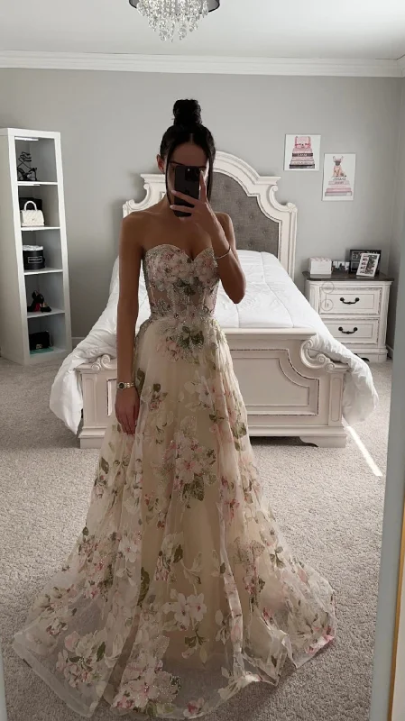 Deep Discounts MAGNOLIA CORSET PRINTED GOWN