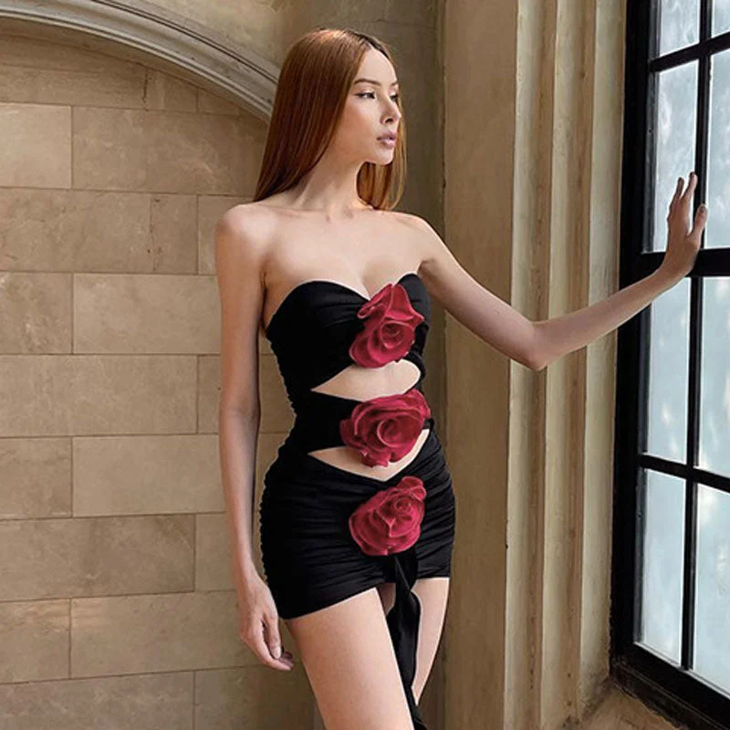 Today's Special BerryBetty - Ruched Choker Neck Cut Out Strapless Bodycon Mini Dress - Black Today's Special BerryBetty - Ruched Choker Neck Cut Out Strapless Bodycon Mini Dress - Black