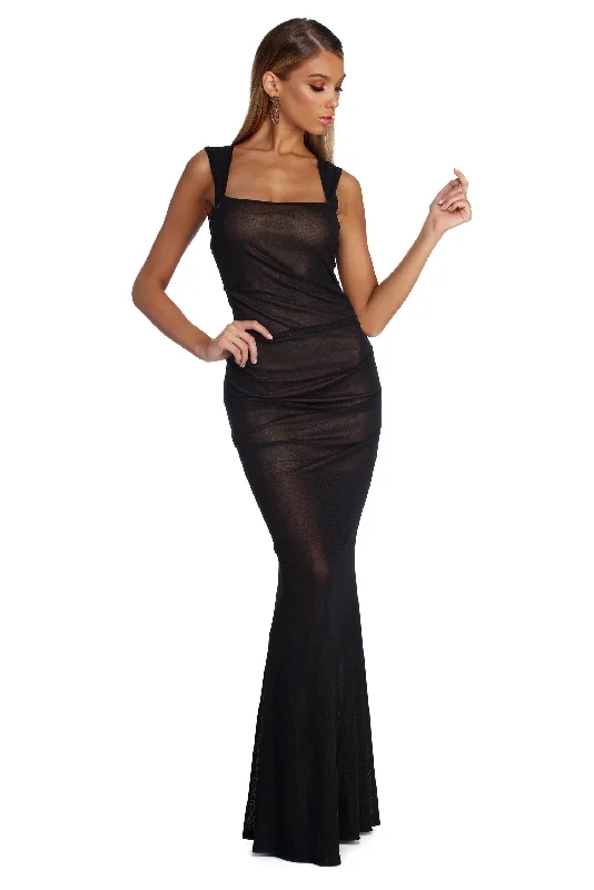 Kassandra Formal Ruched Mesh Dress